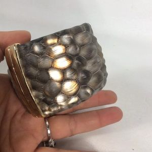 Alexis Bittar reptile Taupe Lucite Hinged Bracelet in gold tone setting Like new